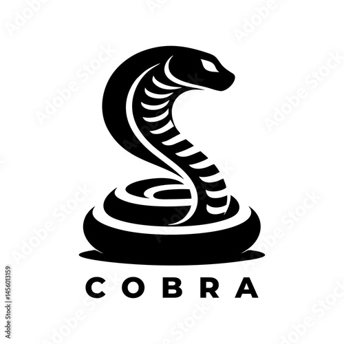 Majestic Cobra Silhouette Vector of Dangerous Venomous Snake in Coiled Striking Pose Perfect for Wild Jungle Animal Predator Nature Artwork Emblem Mascot Illustration Design and Reptile Symbol