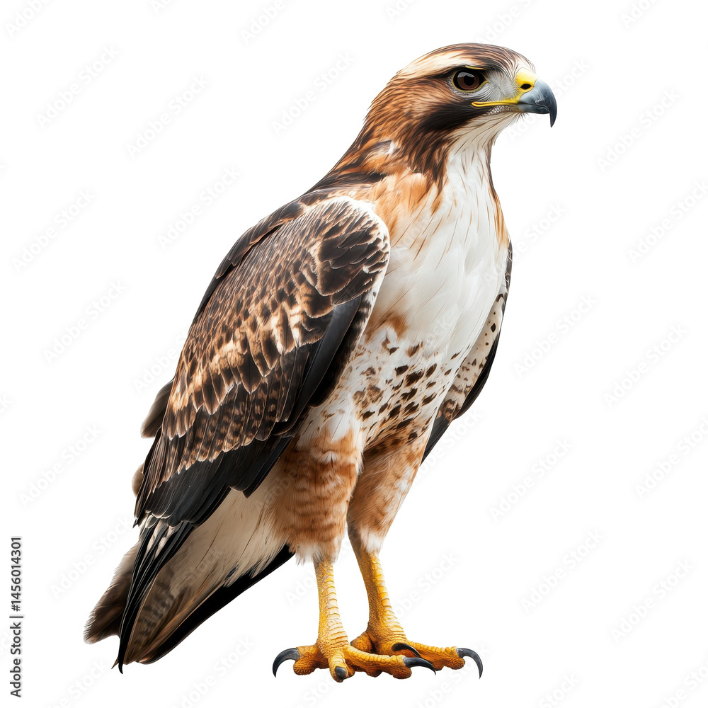 Fototapeta premium Majestic hawk perched on a branch in natural habitat during late afternoon sunlight