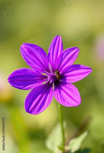 A vibrant purple flower, delicately adorned with a tiny insect, nature, wildlife