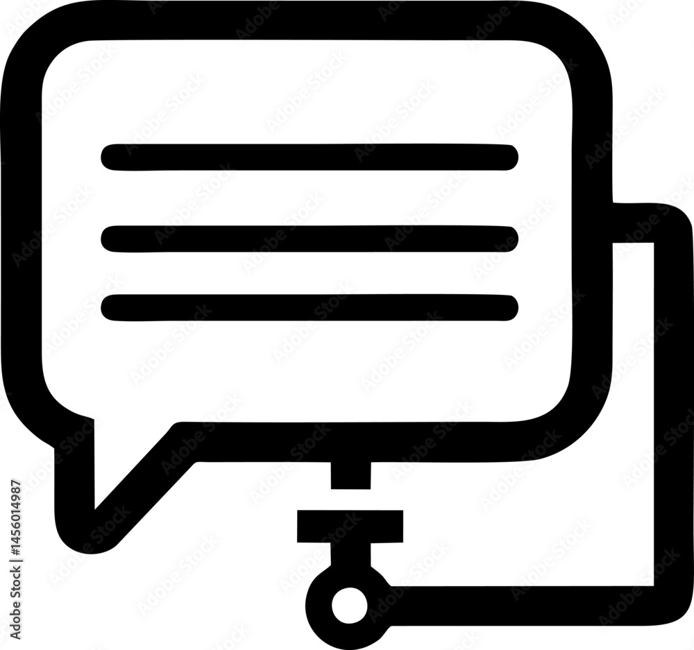 Connected speech bubble with horizontal lines Connected speech bubble with horizontal lines