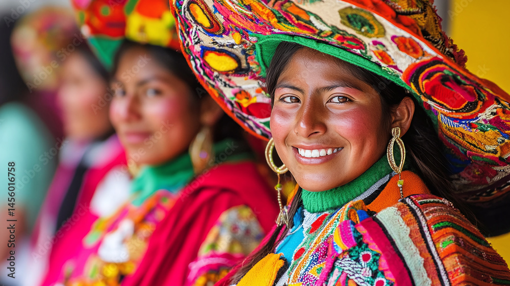 Fototapeta premium Peruvian women wearing traditional attire