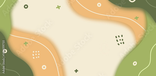 Abstract background with organic shapes in green, orange, and cream colors