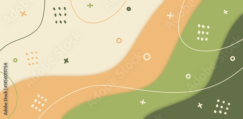 Abstract background with organic shapes in green, orange, and cream colors