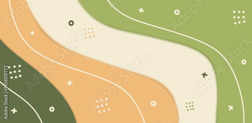 Abstract background with organic shapes in green, orange, and cream colors