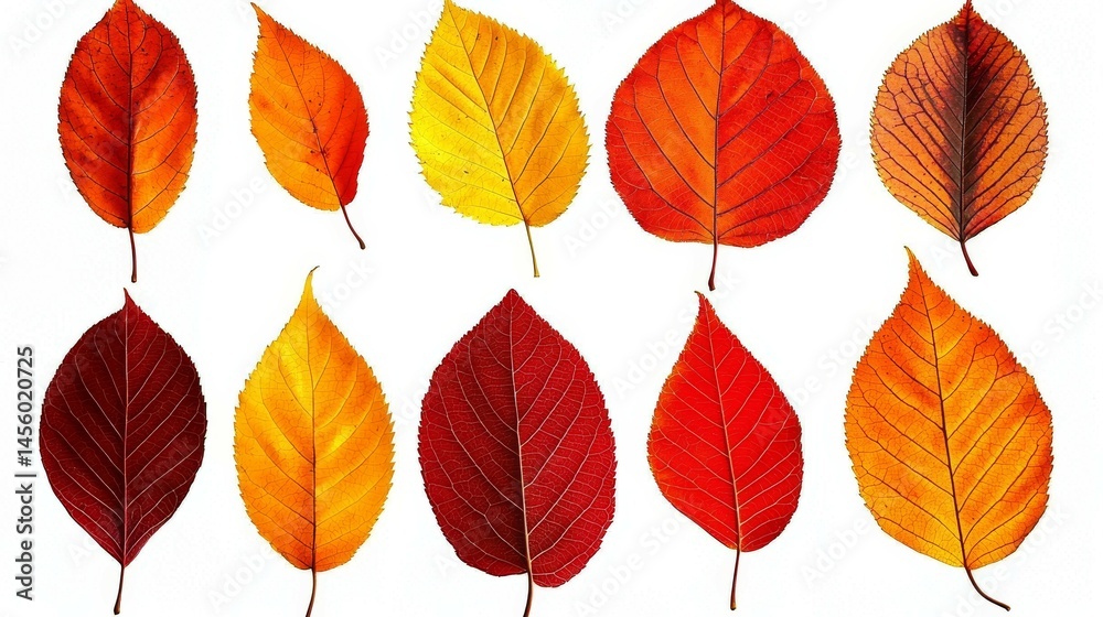 Fototapeta premium Autumn Leaves Collection - Isolated PNGs for Fall Designs (white Background)