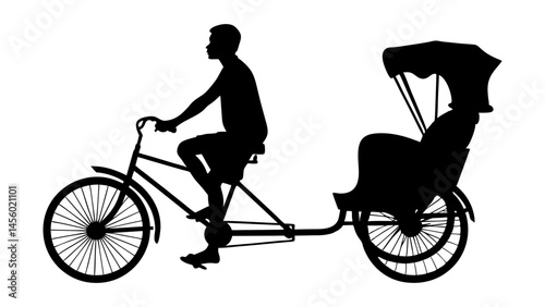 set of Cycle rickshaw silhouette 