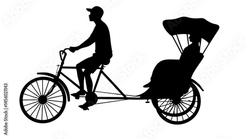 set of Cycle rickshaw silhouette 