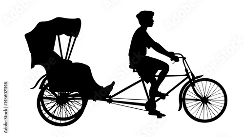 set of Cycle rickshaw silhouette 