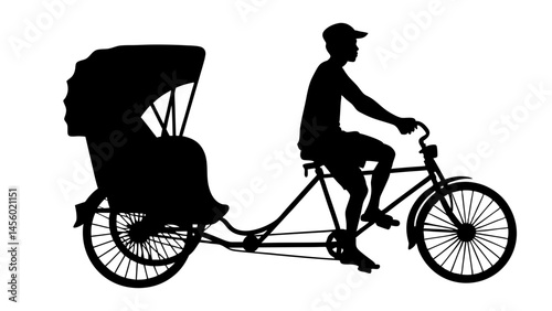 set of Cycle rickshaw silhouette 