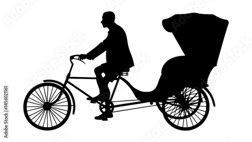 set of Cycle rickshaw silhouette 