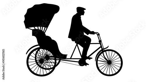 set of Cycle rickshaw silhouette 