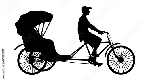 set of Cycle rickshaw silhouette 