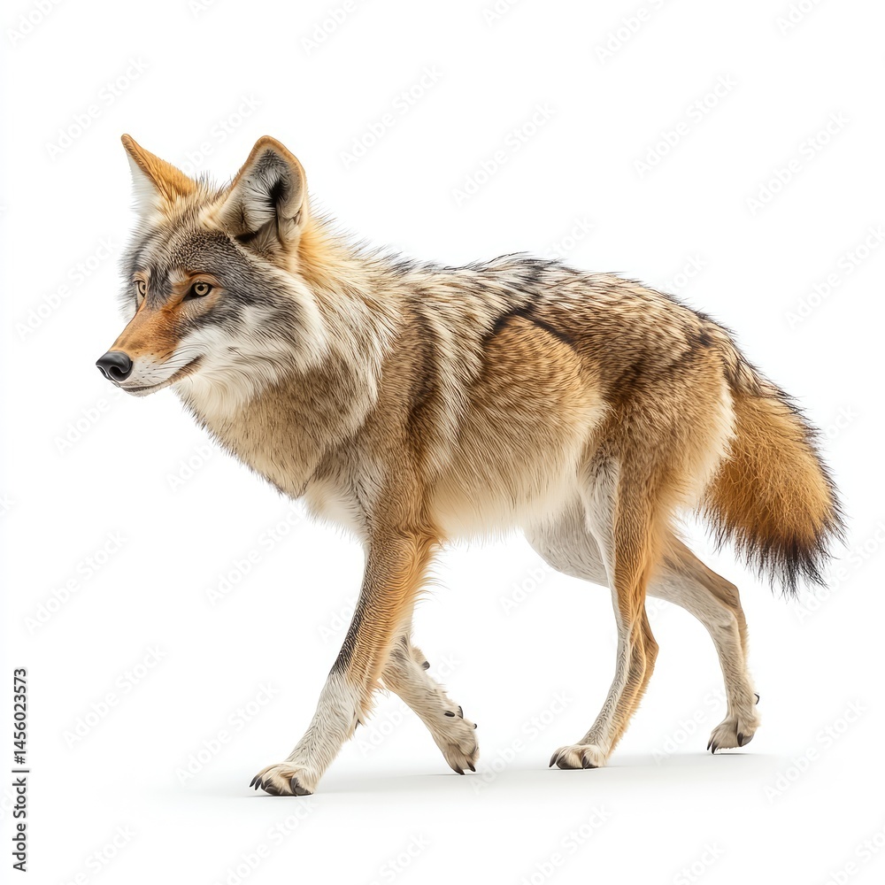 Coyotes walking side profile Coyotes walking side profile