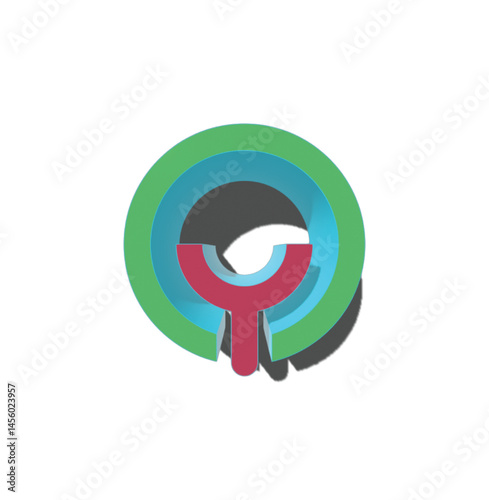 A 3D man icon holds a magnifying glass, a vector symbol for web search and zoom