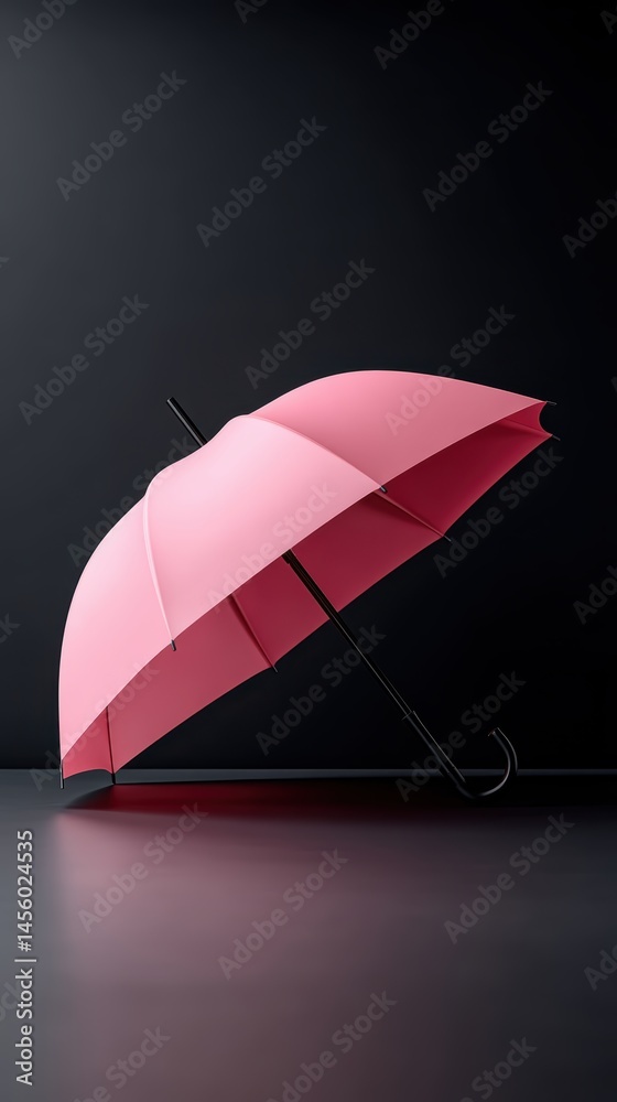 A minimal pink umbrella design stands out against a black backdrop, ideal for branding and modern product presentations.