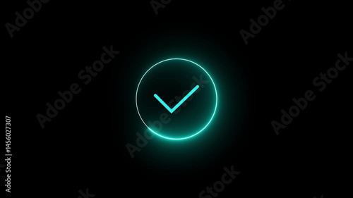 Wallpaper Mural neon check mark icon animation on neon circle. confirm mark animated on black background. 4k  Torontodigital.ca