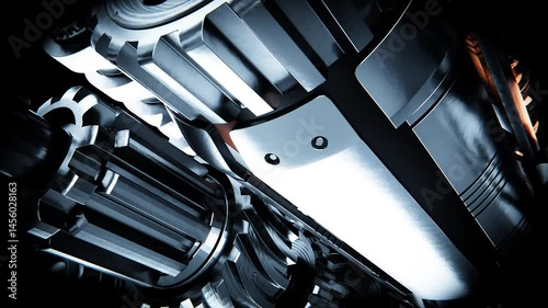 Wallpaper Mural Metallic pistons and gears are rotating inside a complex engine Torontodigital.ca