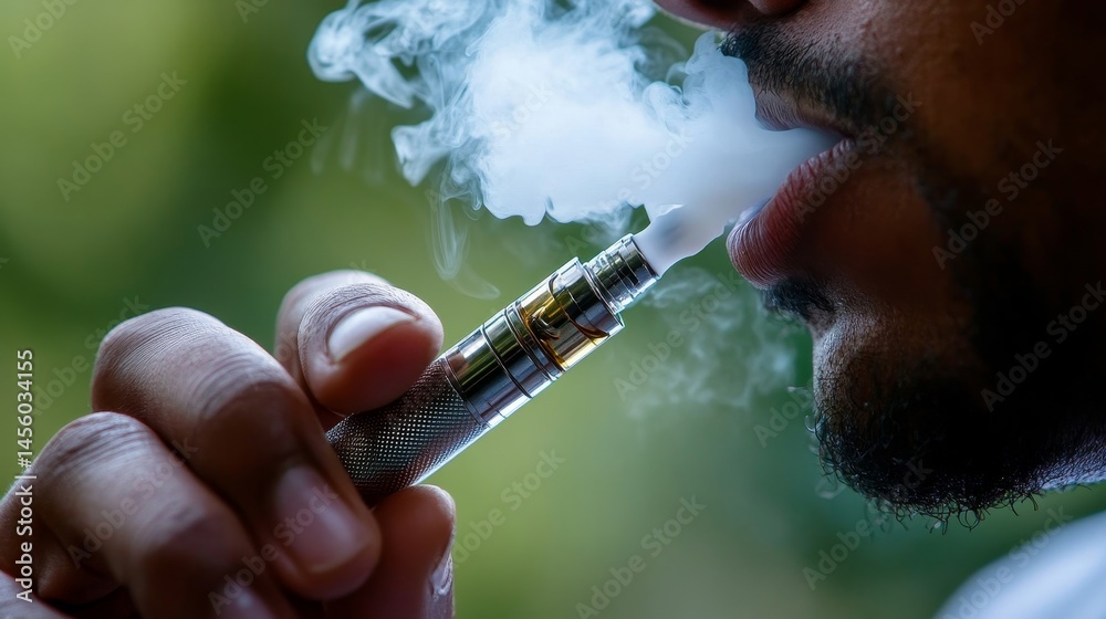 A man is smoking a cigarette