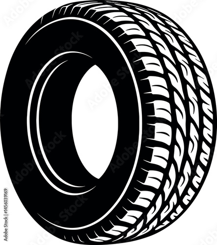 Tire vector black silhouette print design