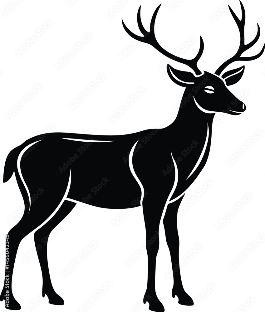 Obraz premium Deer vector illustration in Silhouette