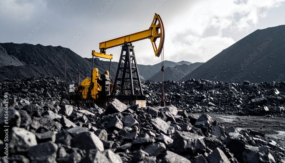 custom made wallpaper toronto digitalOil pump jack in a coal mine Energy extraction industry landscape