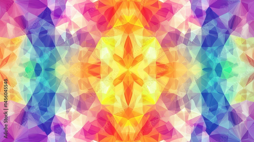 Abstract multicolored kaleidoscope pattern with intricate symmetry