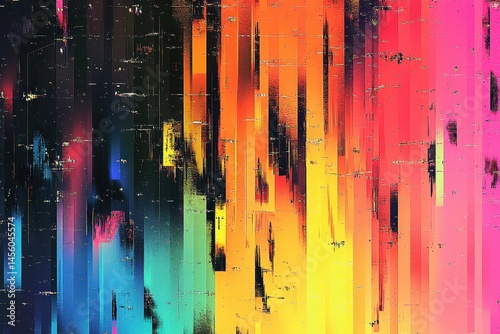 Obraz na płótnie Futuristic glitch art with neon pixelized aesthetics w salonie