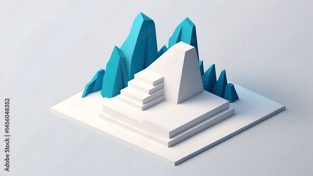 Fototapeta premium Abstract Geometric Pyramid with Mountains