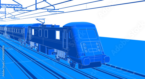 electric train sketch 3d illustration