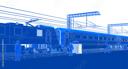 electric train sketch 3d illustration