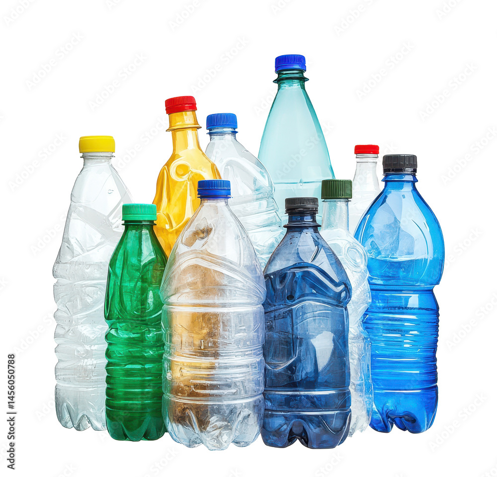 Group of plastic bottles ready for recycling representing the need for waste reduction