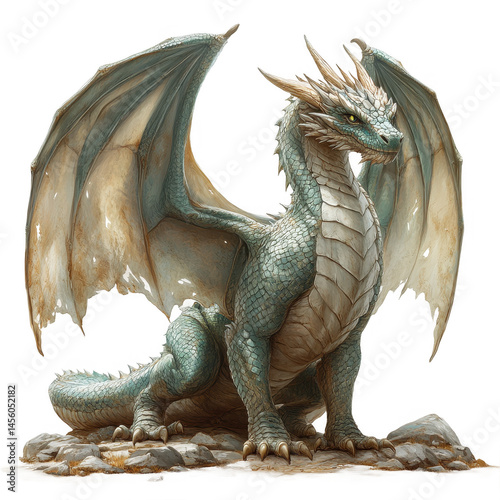 Dragon illustration fantasy creature mythical beast winged reptile artwork on transparent background