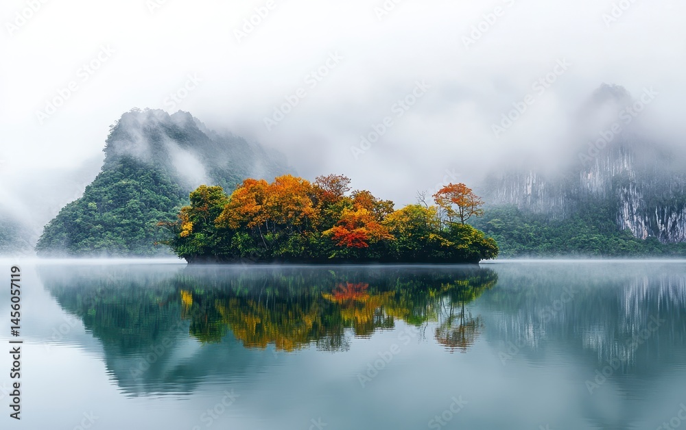 Fototapeta premium lake in fog