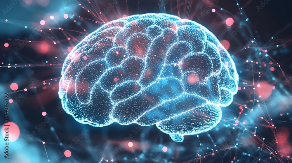 Human Brain with Neural Connections, Artificial Intelligence Concept Abstract Human Brain with Neural Connections, Artificial Intelligence Concept Abstract