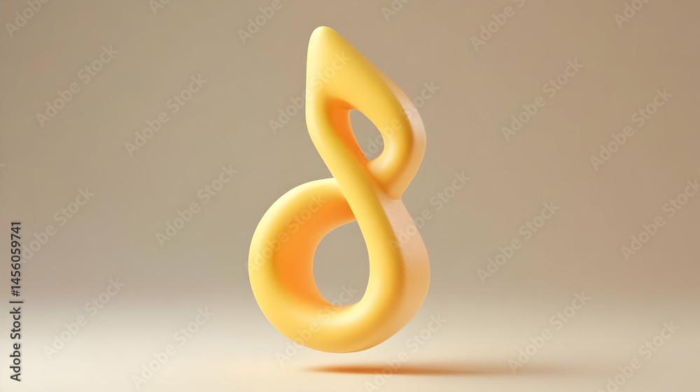Obraz premium Abstract Yellow Twisted Shape Sculpture on a Beige Background Modern Art Minimalist 3D Rendering Artistic Element