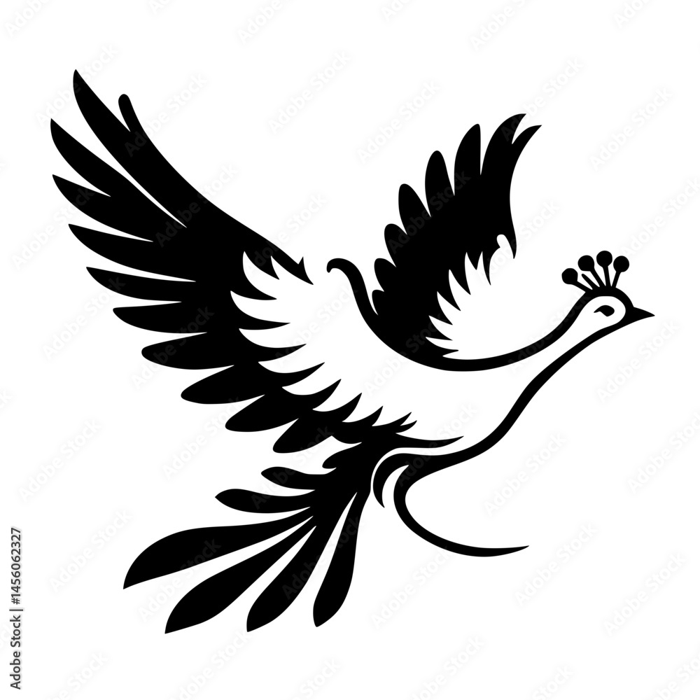 Obraz premium Flying peacock silhouette 