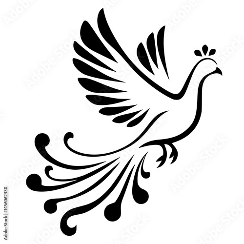 Flying peacock silhouette
