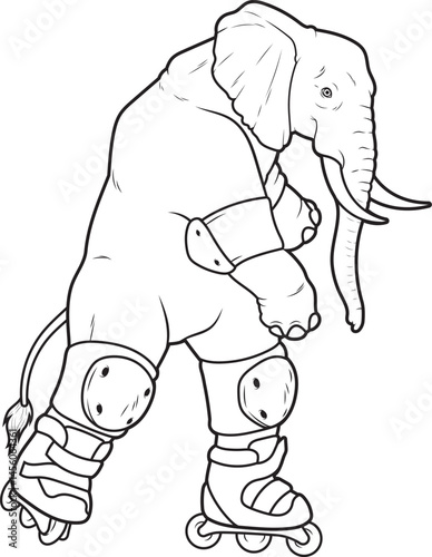 Elephant Inline skating Inline skates Animal Vector Graphic Art Illustration