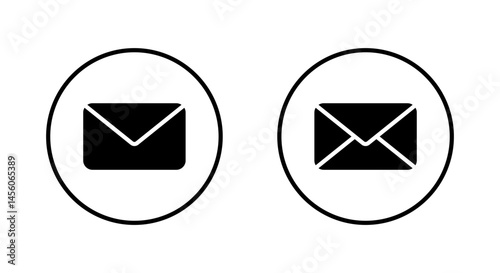 Envelope email, message, chat icon on circle line. Newsletter, mail sign symbol