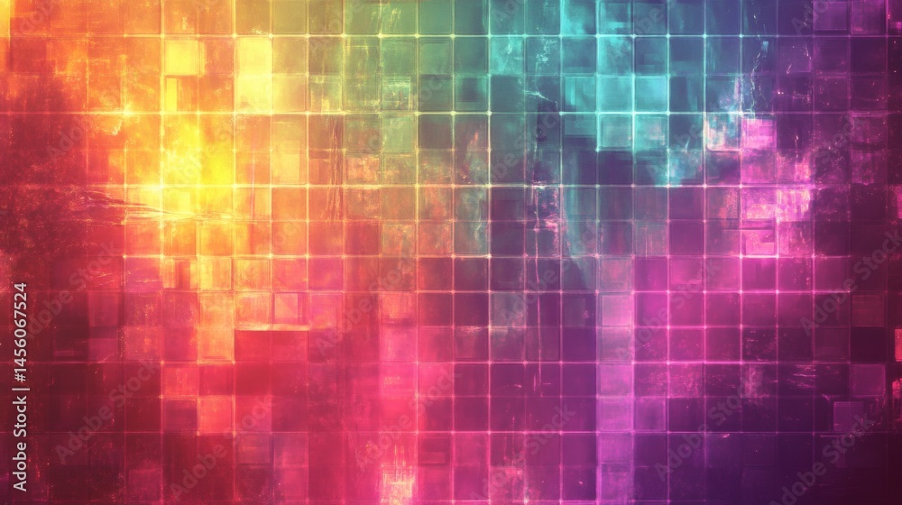 Colorful abstract grid background; digital art, website design