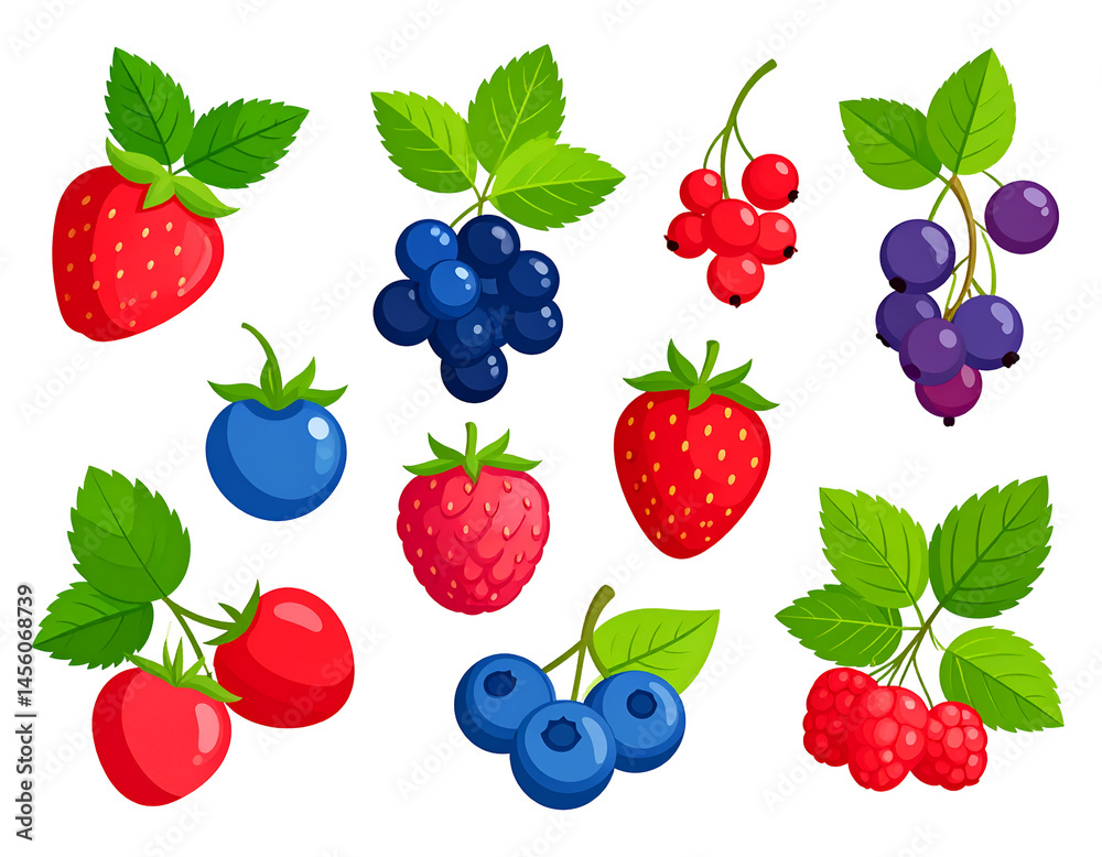 Vibrant Collection of Summer Berries and Fruits Illustration Vibrant Collection of Summer Berries and Fruits Illustration