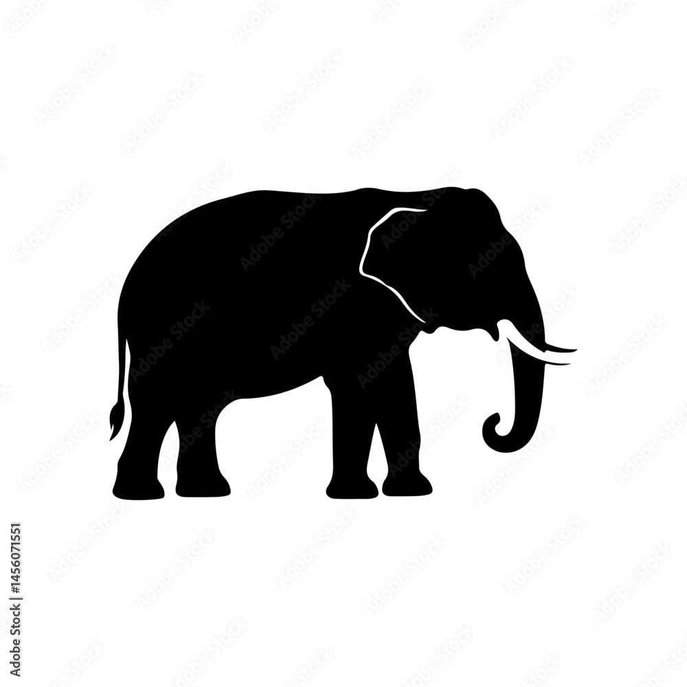 Fototapeta premium Elephant silhouette vector flat illustration design.