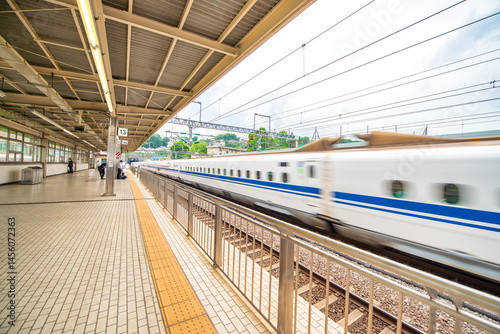 Shinkansen train in Hakone train station, Japan