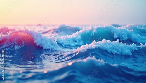 Abstract wavy lines, calming ocean-inspired design, minimalist, ocean