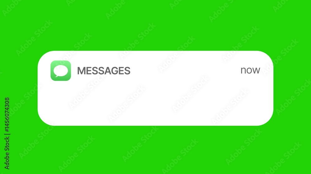 New Message Notification Pop-Up Animation on Green Screen, Modern Chat Alert UI Motion Design Template