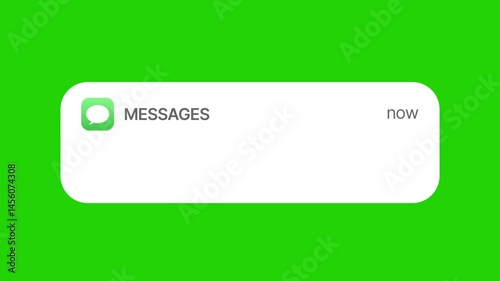 New Message Notification Pop-Up Animation on Green Screen, Modern Chat Alert UI Motion Design Template