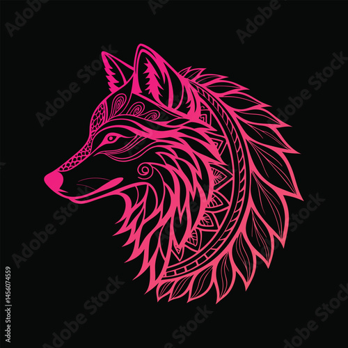 A wild, angry wolf head vector illustration depicts a canine predator icon