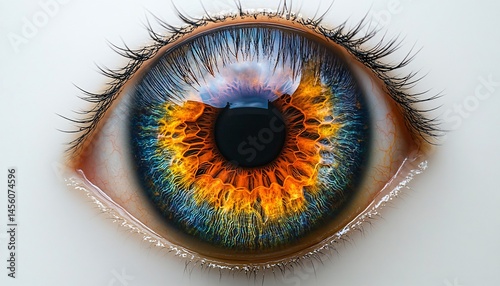 Vibrant Macro Photograph of an Eye with Stunning Colors and Intricate Patterns