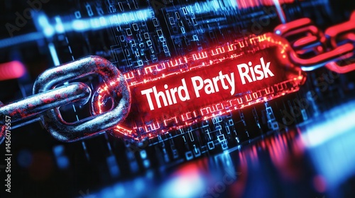 Third Party Risk Warning on Digital Chain Link Background