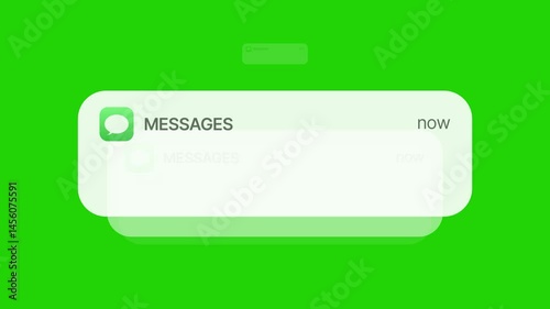New Message Notification Pop-Up Animation on Green Screen, Modern Chat Alert UI Motion Design Template